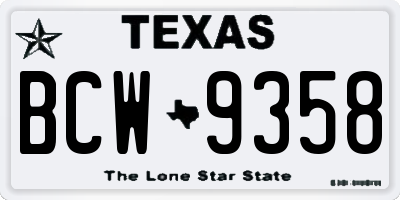 TX license plate BCW9358