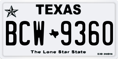 TX license plate BCW9360