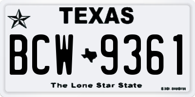 TX license plate BCW9361