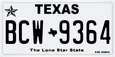 TX license plate BCW9364