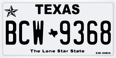 TX license plate BCW9368
