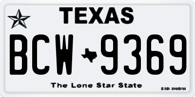 TX license plate BCW9369