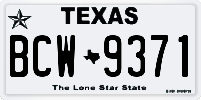 TX license plate BCW9371