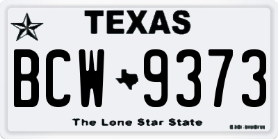 TX license plate BCW9373