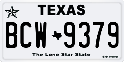 TX license plate BCW9379