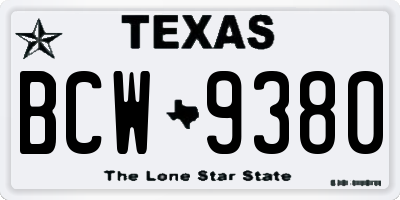 TX license plate BCW9380