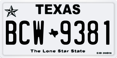TX license plate BCW9381