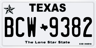 TX license plate BCW9382