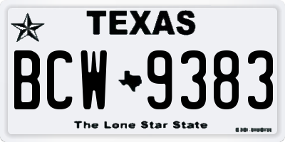 TX license plate BCW9383
