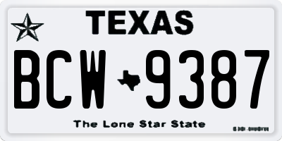 TX license plate BCW9387