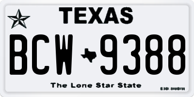 TX license plate BCW9388