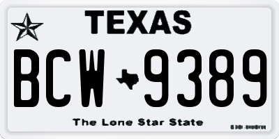 TX license plate BCW9389