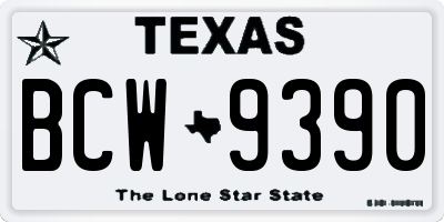TX license plate BCW9390