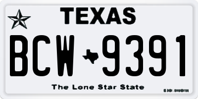 TX license plate BCW9391