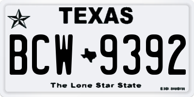 TX license plate BCW9392