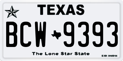 TX license plate BCW9393