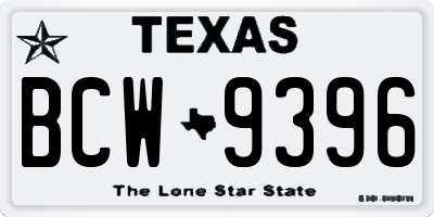 TX license plate BCW9396