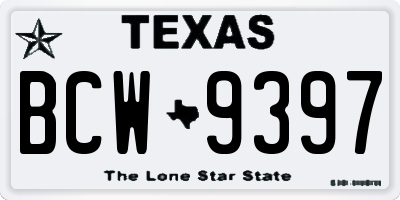TX license plate BCW9397