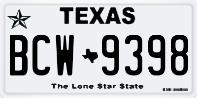 TX license plate BCW9398