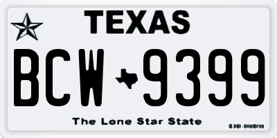 TX license plate BCW9399