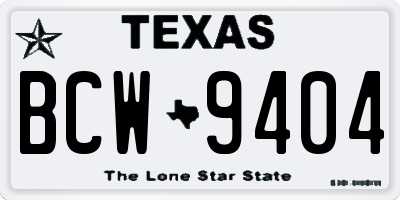 TX license plate BCW9404