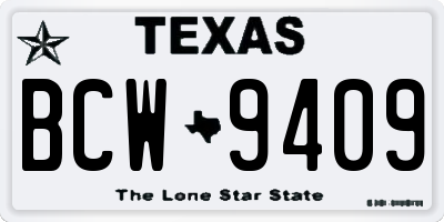 TX license plate BCW9409