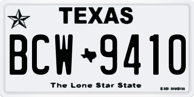 TX license plate BCW9410