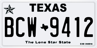 TX license plate BCW9412