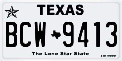TX license plate BCW9413