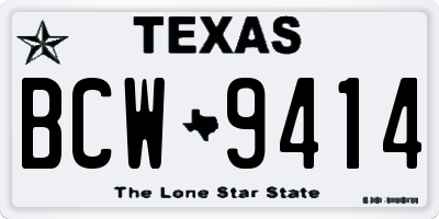 TX license plate BCW9414