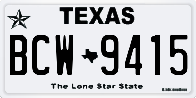 TX license plate BCW9415