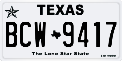 TX license plate BCW9417