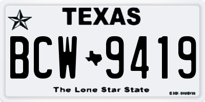 TX license plate BCW9419