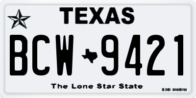 TX license plate BCW9421