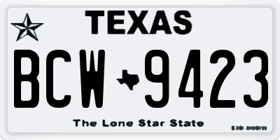 TX license plate BCW9423