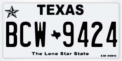 TX license plate BCW9424