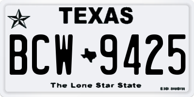 TX license plate BCW9425