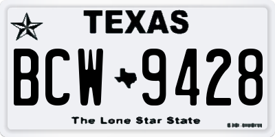 TX license plate BCW9428