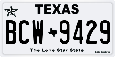 TX license plate BCW9429