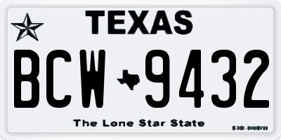 TX license plate BCW9432