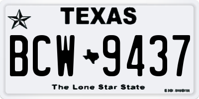 TX license plate BCW9437
