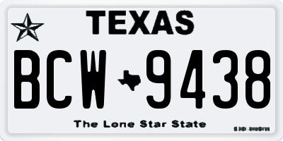 TX license plate BCW9438