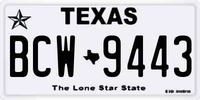 TX license plate BCW9443