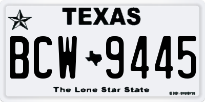 TX license plate BCW9445
