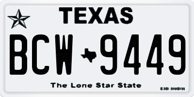 TX license plate BCW9449