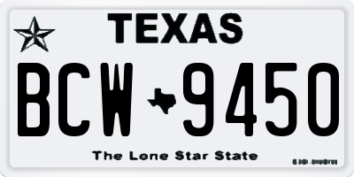 TX license plate BCW9450