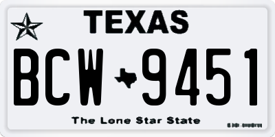 TX license plate BCW9451