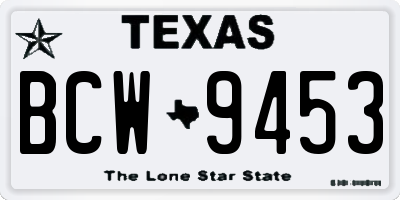 TX license plate BCW9453