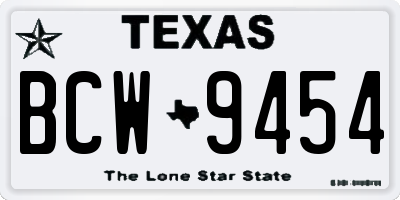 TX license plate BCW9454
