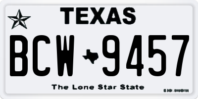 TX license plate BCW9457